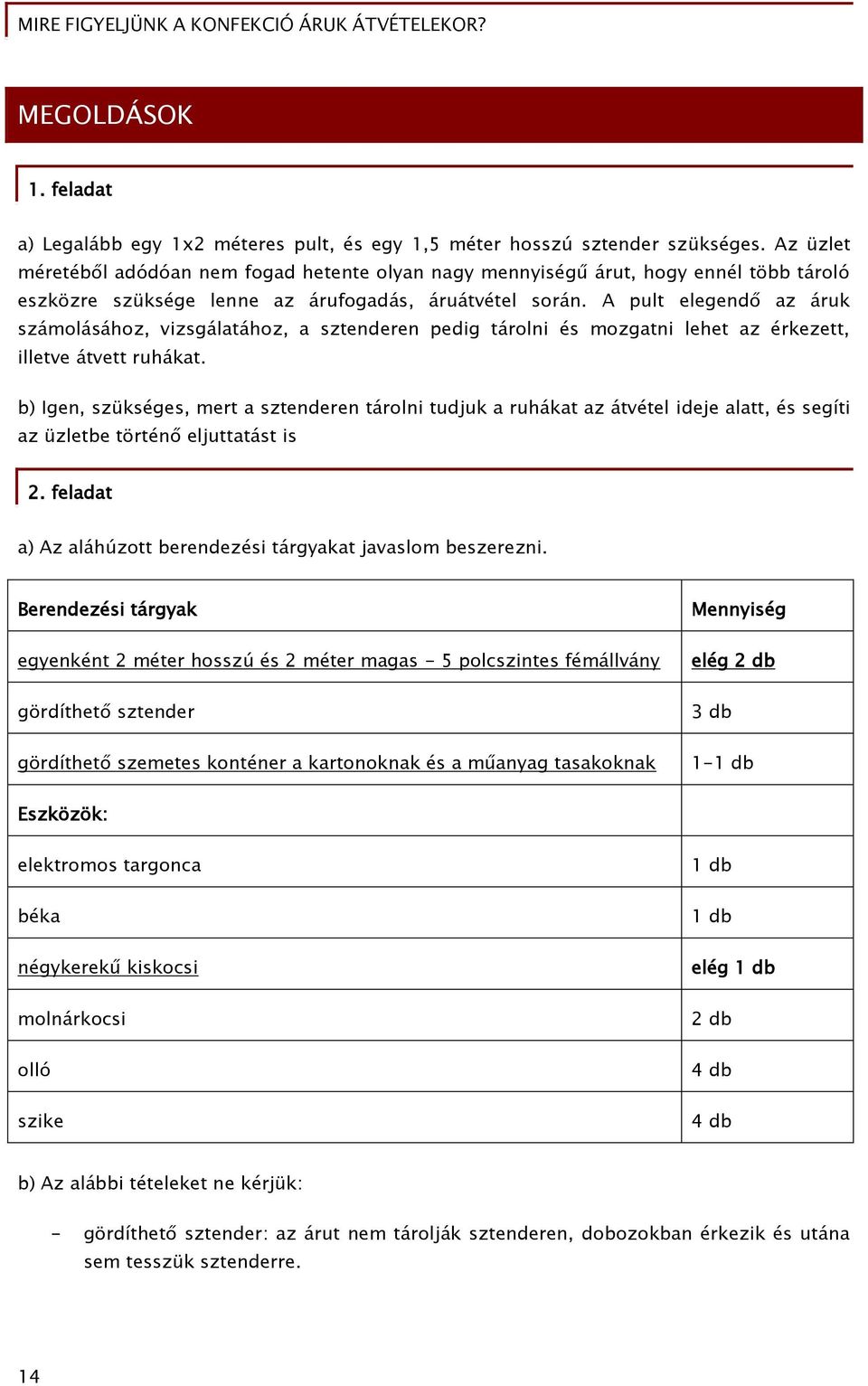 A pult elegendő az áruk számolásához, vizsgálatához, a sztenderen pedig tárolni és mozgatni lehet az érkezett, illetve átvett ruhákat.