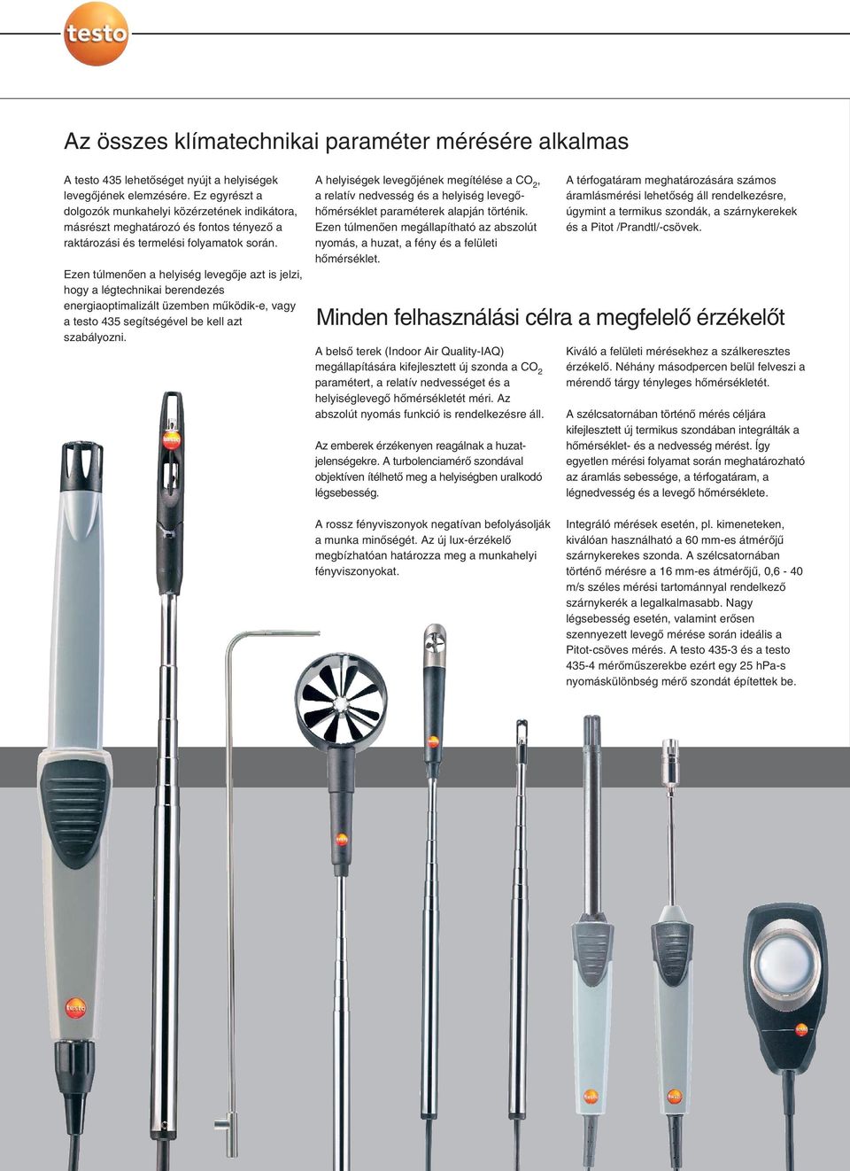 Ezen túlmenõen a helyiség levegõje azt is jelzi, hogy a légtechnikai berendezés energiaoptimalizált üzemben mûködik-e, vagy a testo 435 segítségével be kell azt szabályozni.