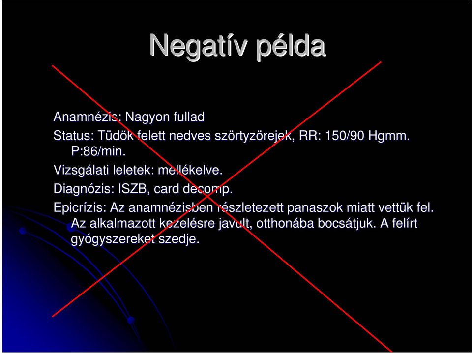 Diagnózis: ISZB, card decomp.