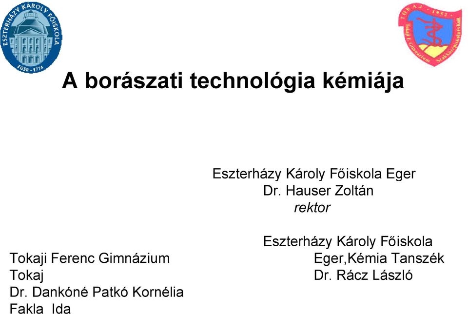 Hauser Zoltán rektor Tokaji Ferenc Gimnázium Tokaj Dr.