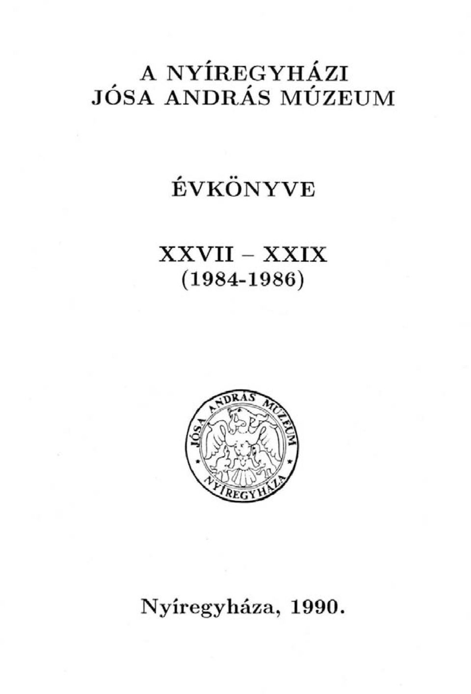 ÉVKÖNYVE XXVII - XXIX