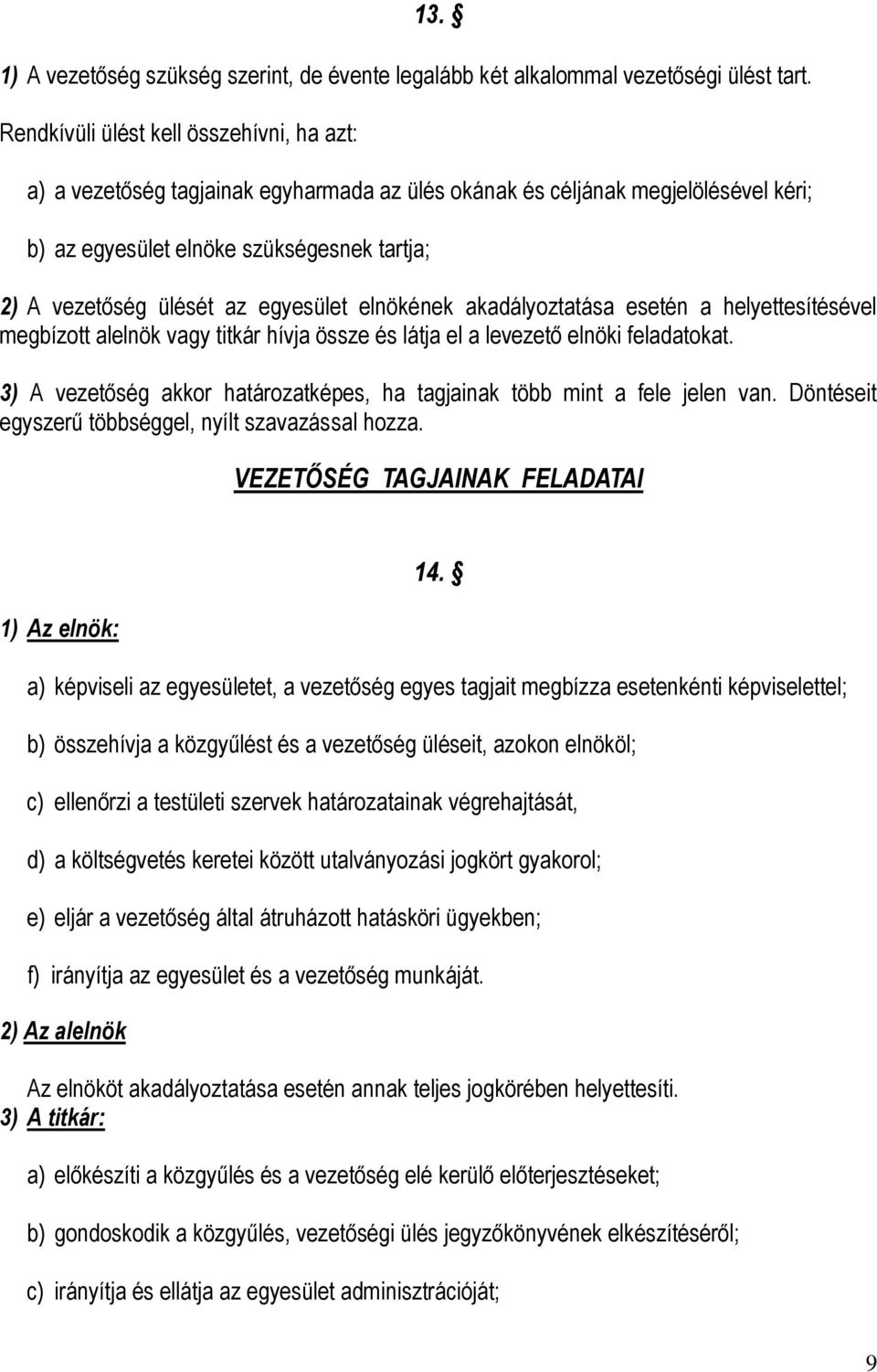 egyesület elnökének akadályoztatása esetén a helyettesítésével megbízott alelnök vagy titkár hívja össze és látja el a levezető elnöki feladatokat.