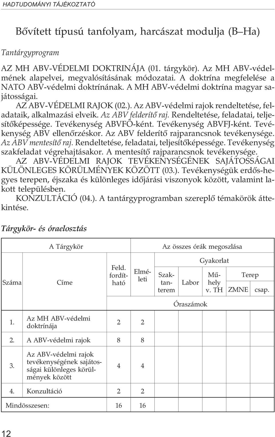 Az ABV felderítõ raj. Rendeltetése, feladatai, teljesítõképessége. Tevékenység ABVFÖ-ként. Tevékenység ABVFJ-ként. Tevékenység ABV ellenõrzéskor. Az ABV felderítõ rajparancsnok tevékenysége.