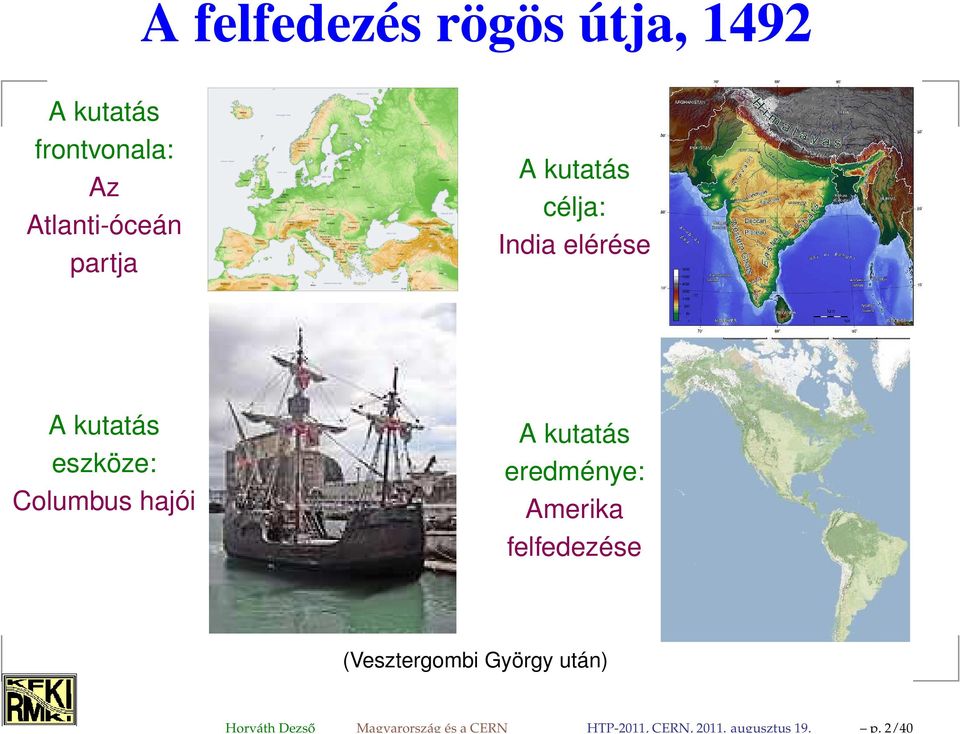 Atlanti-óceán partja A kutatás célja: India elérése A kutatás eszköze: