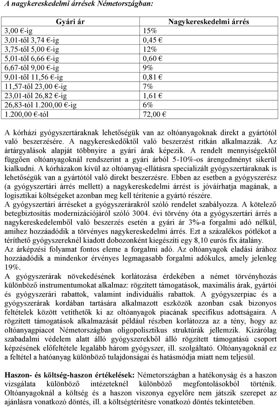 A nagykereskedőktől való beszerzést ritkán alkalmazzák. Az ártárgyalások alapját többnyire a gyári árak képezik.