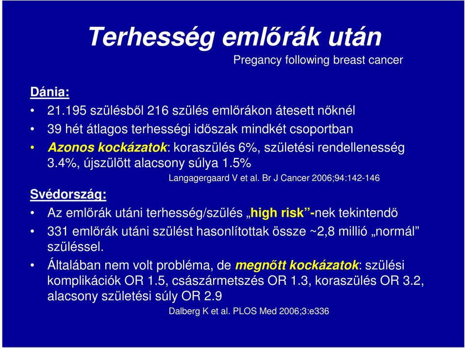 4%, újszülött alacsony súlya 1.5% Svédország: Langagergaard V et al.