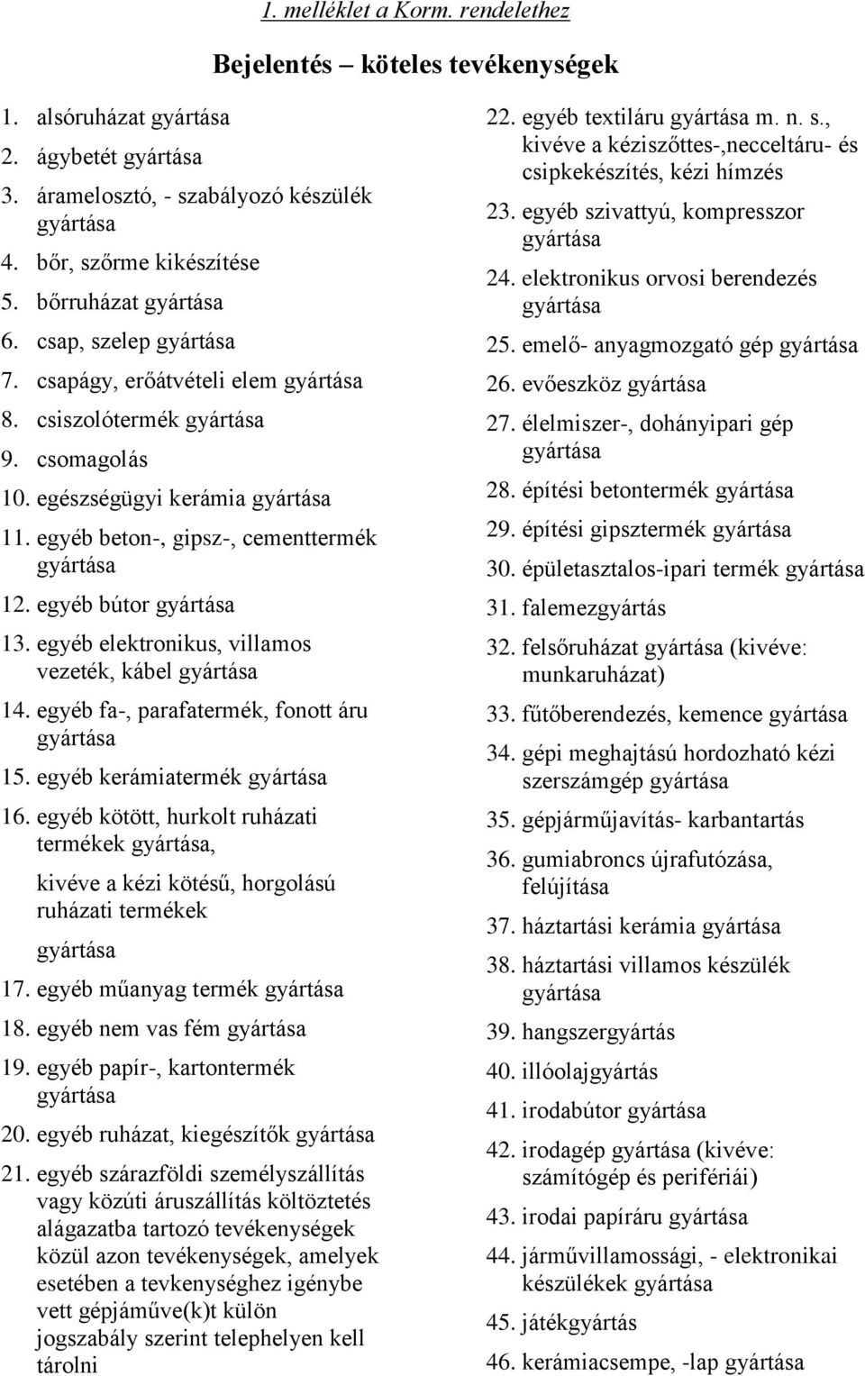 egyéb fa-, parafatermék, fonott áru 15. egyéb kerámiatermék 16. egyéb kötött, hurkolt ruházati termékek, kivéve a kézi kötésű, horgolású ruházati termékek 17. egyéb műanyag termék 18.