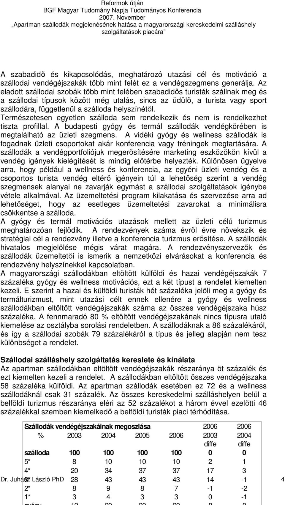 helyszínétıl. Természetesen egyetlen szálloda sem rendelkezik és nem is rendelkezhet tiszta profillal. A budapesti gyógy és termál szállodák vendégkörében is megtalálható az üzleti szegmens.