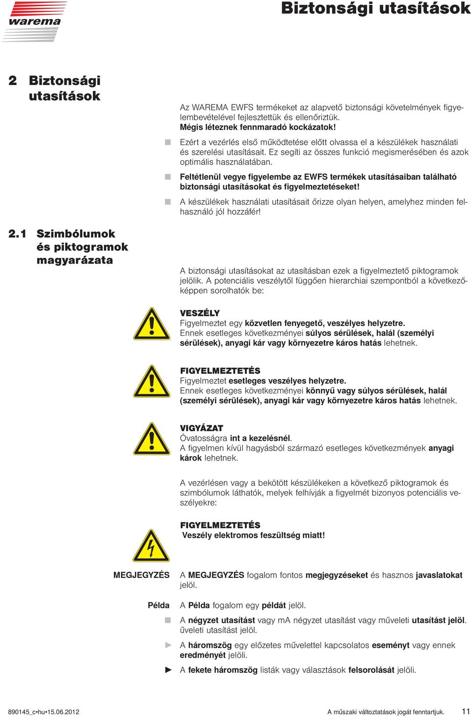 Ez segíti az összes funkció megismerésében és azok optimális használatában. Feltétlenül vegye figyelembe az EWFS termékek utasításaiban található biztonsági utasításokat és figyelmeztetéseket!