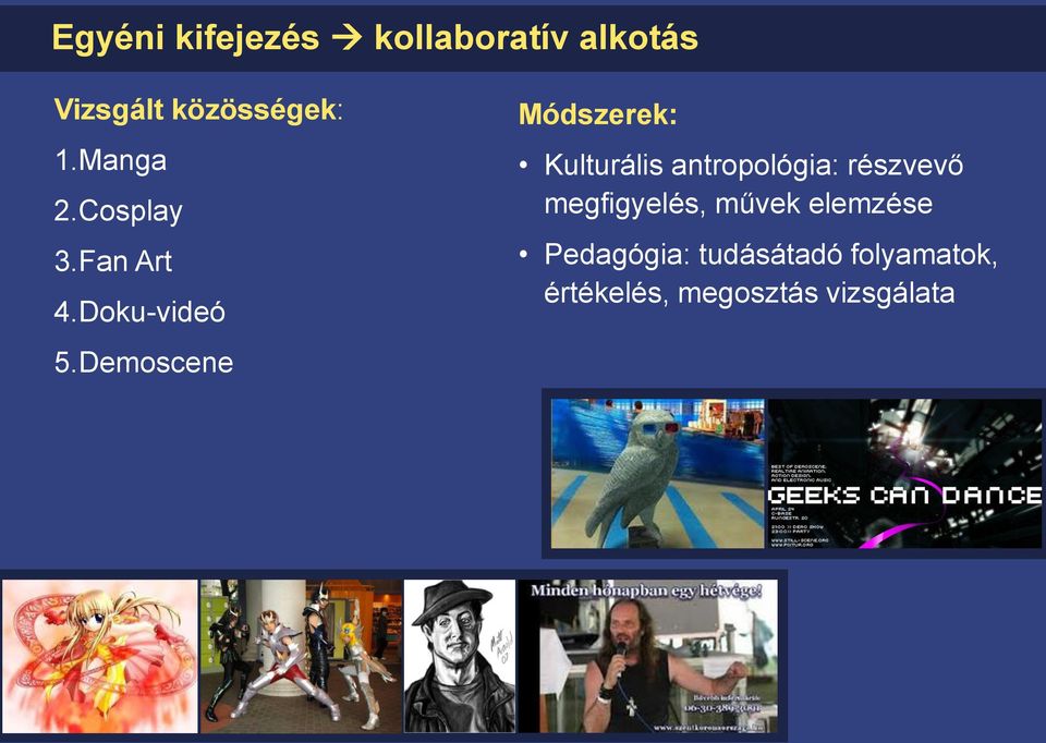 Demoscene Módszerek: Kulturális antropológia: részvevő