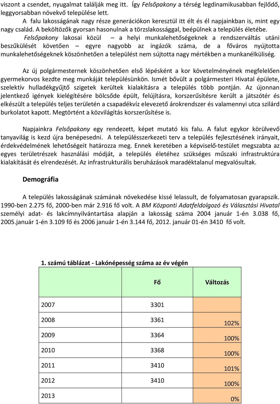 Felsőpakony lakosai közül a helyi munkalehetőségeknek a rendszerváltás utáni beszűkülését követően egyre nagyobb az ingázók száma, de a főváros nyújtotta munkalehetőségeknek köszönhetően a települést