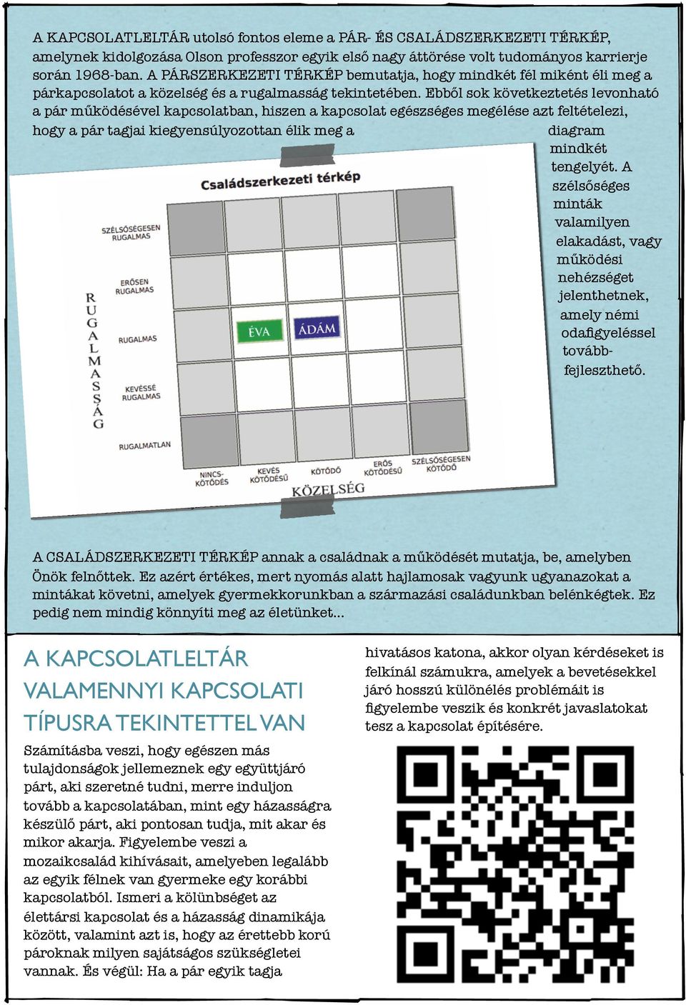 Ebből sok következtetés levonható a pár működésével kapcsolatban, hiszen a kapcsolat egészséges megélése azt feltételezi, hogy a pár tagjai kiegyensúlyozottan élik meg a diagram mindkét tengelyét.