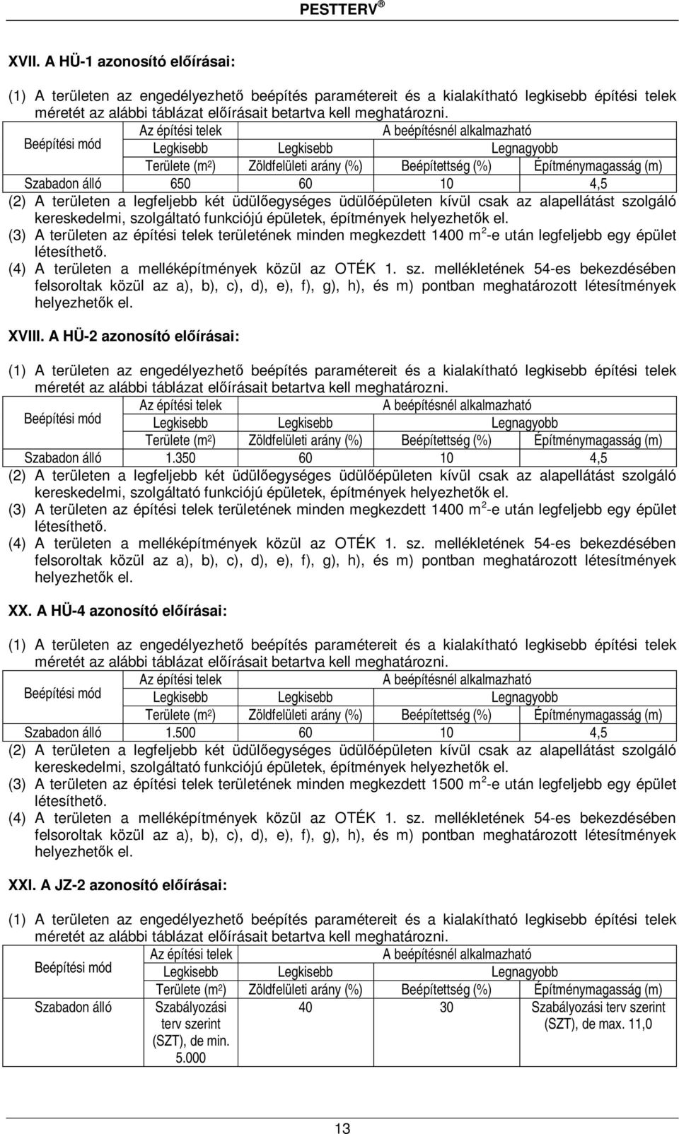 (3) A területen az építési telek területének minden megkezdett 1400 m 2 -e után legfeljebb egy épület létesíthető. (4) A területen a melléképítmények közül az OTÉK 1. sz.