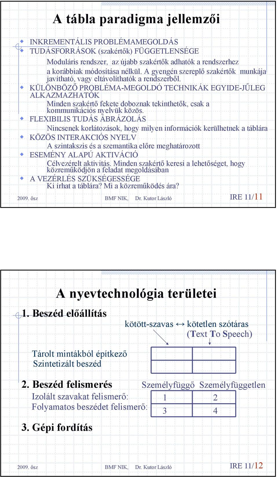 KÜLÖNBÖZŐ PROBLÉMA-MEGOLDÓ TECHNIKÁK EGYIDE-JŰLEG ALKAZMAZHATÓK Minden szakértő fekete doboznak tekinthetők, csak a kommunikációs nyelvük közös.