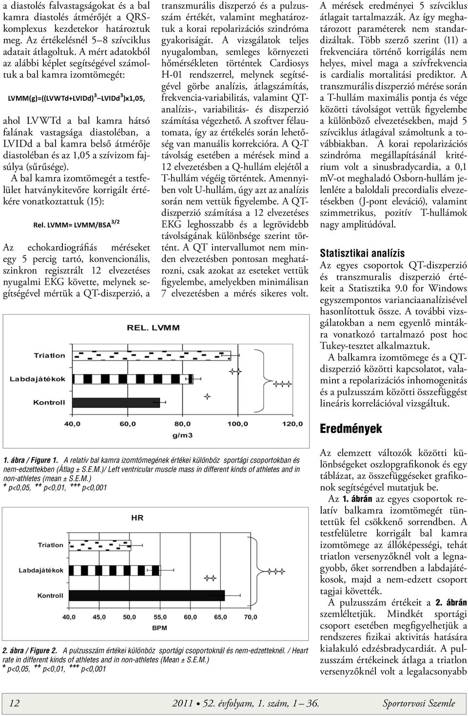 kamra belső átmérője diastoléban és az 1,05 a szívizom fajsúlya (sűrűsége). A bal kamra izomtömegét a testfelület hatványkitevőre korrigált értékére vonatkoztattuk (15): Rel.
