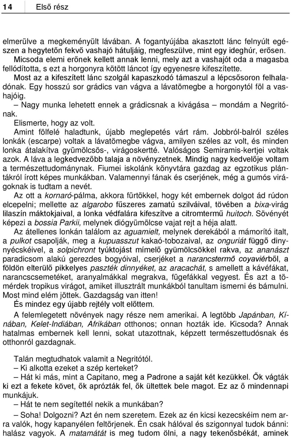 Most az a kifeszített lánc szolgál kapaszkodó támaszul a lépcsősoron felhaladónak. Egy hosszú sor grádics van vágva a lávatömegbe a horgonytól föl a vashajóig.