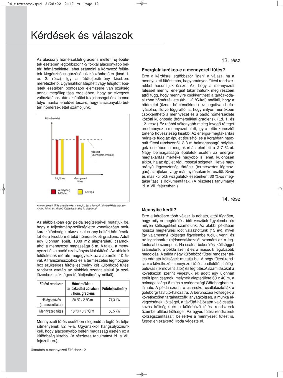 felületek kiegészítô sugárzásának köszönhetôen (lásd 1. és 2. rész), így a fûtôteljesítmény kisebbre méretezhetô.