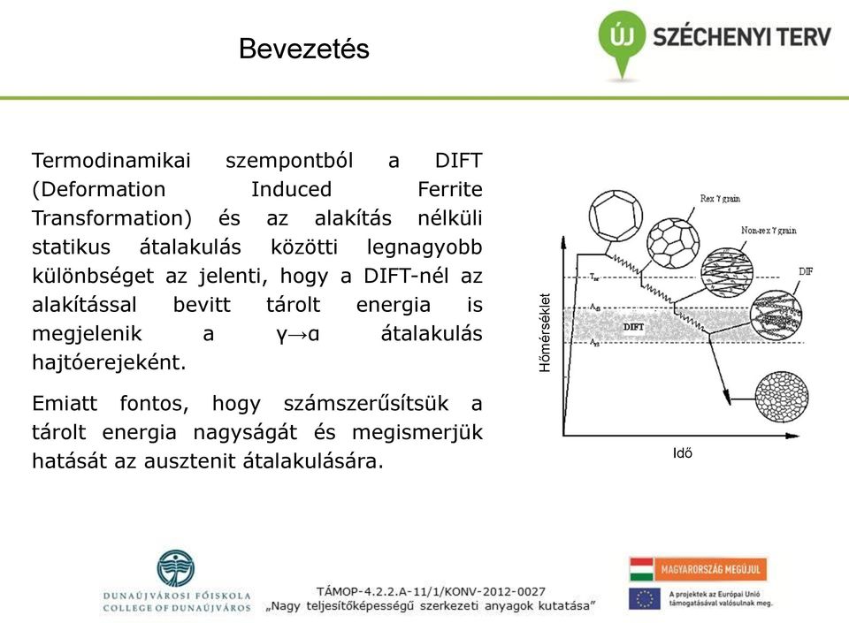 DIFT-nél az alakítással bevitt tárolt energia is megjelenik a γ α átalakulás hajtóerejeként.