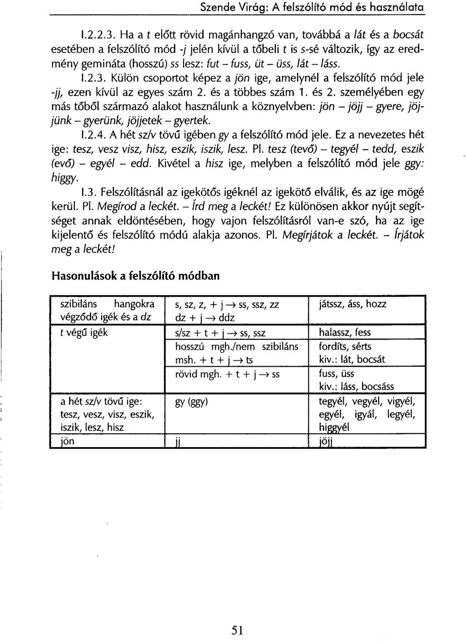 lát - láss. 1.2.3. Külön csoportot képez a jön ige, amelynél a felszólító mód jele -jj, ezen kívül az egyes szám 2. és a többes szám 1. és 2.