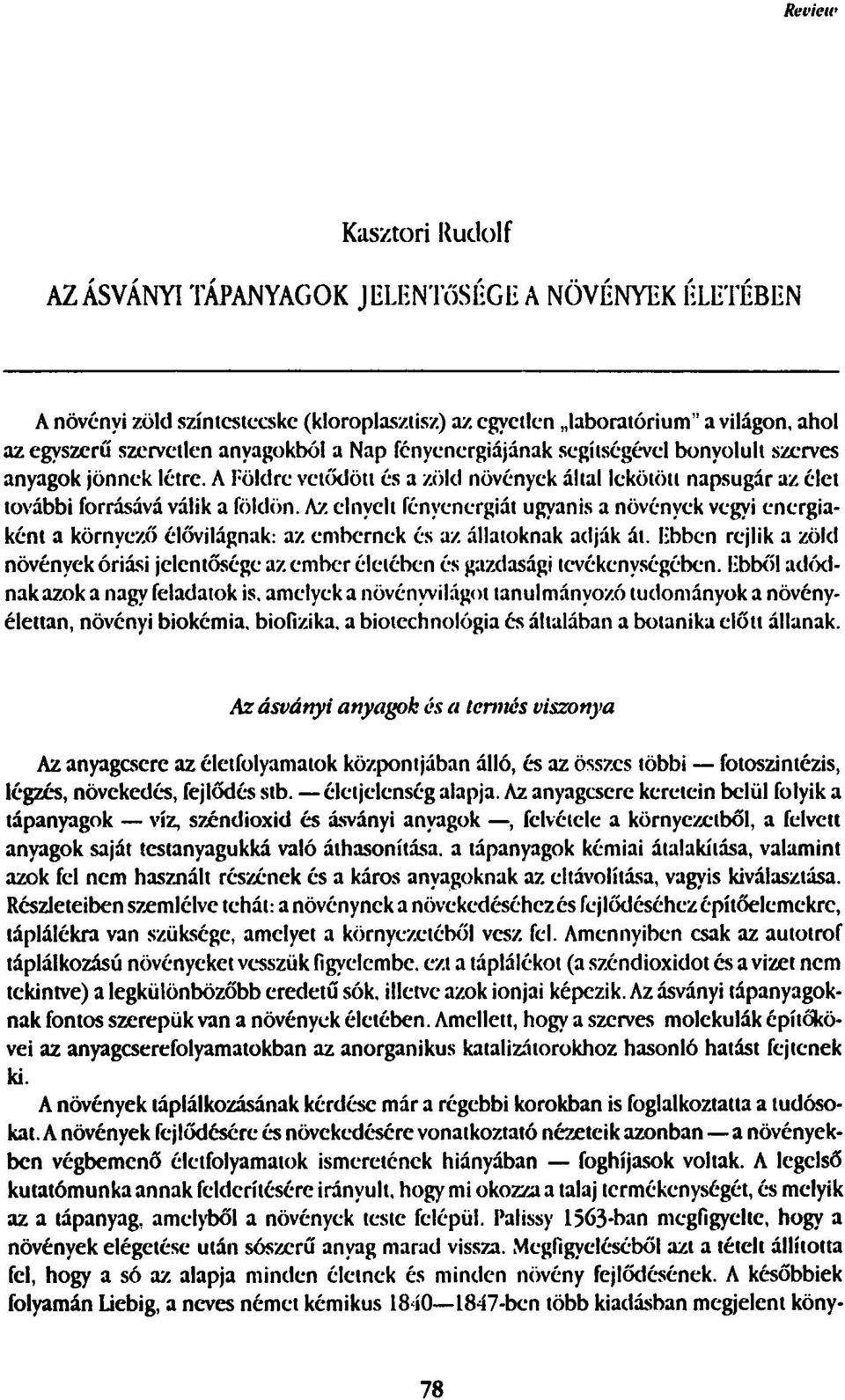 Az elnyelt fényenergiát ugyanis a növények vegyi energiaként a környező élővilágnak: az embernek és az állatoknak adják át.