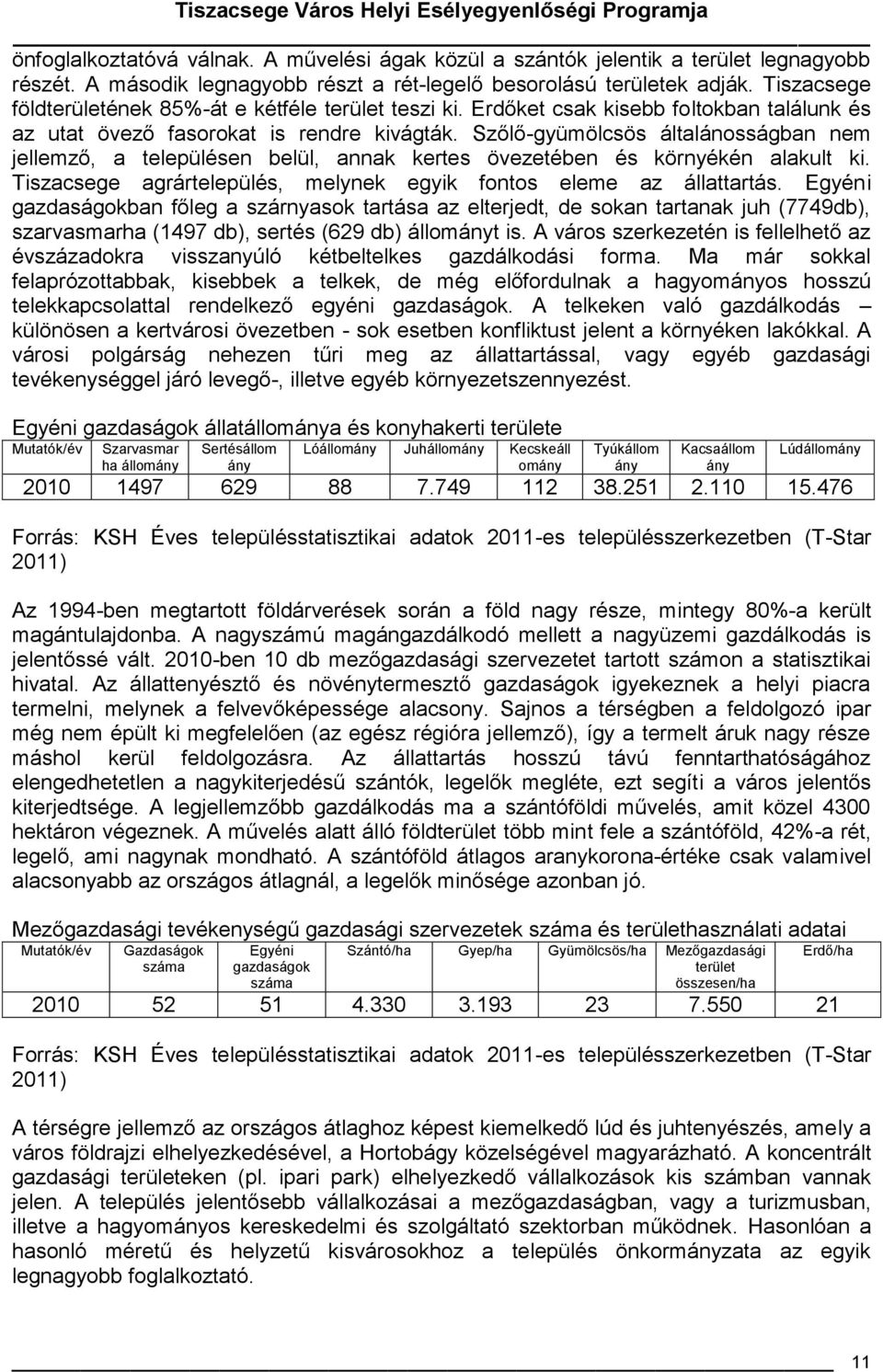 Szőlő-gyümölcsös általánosságban nem jellemző, a településen belül, annak kertes övezetében és környékén alakult ki. Tiszacsege agrártelepülés, melynek egyik fontos eleme az állattartás.