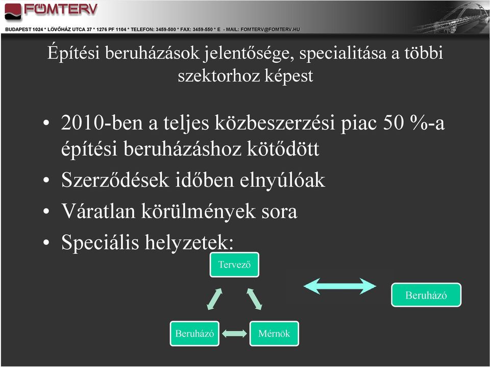 építési beruházáshoz kötődött Szerződések időben elnyúlóak