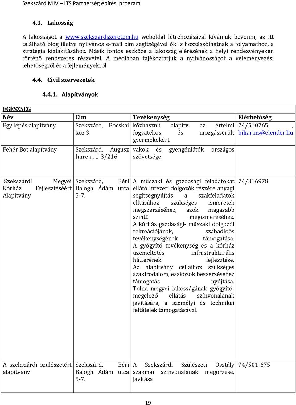 Másik fontos eszköze a lakosság elérésének a helyi rendezvényeken történő rendszeres részvétel. A médiában tájékoztatjuk a nyilvánosságot a véleményezési lehetőségről és a fejleményekről. 4.