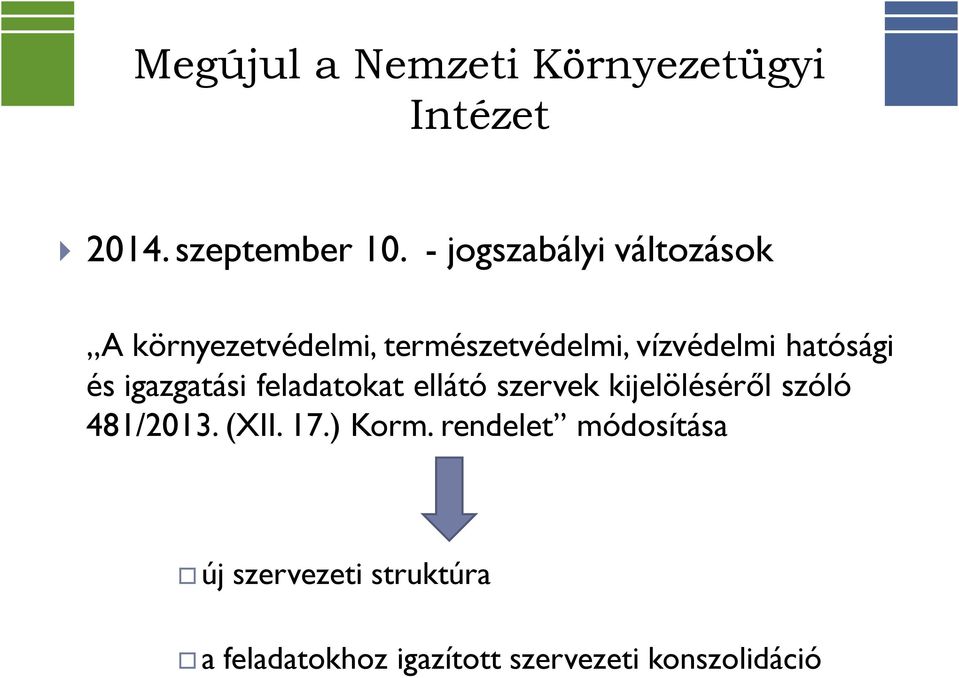 hatósági és igazgatási feladatokat ellátó szervek kijelöléséről szóló 481/2013.