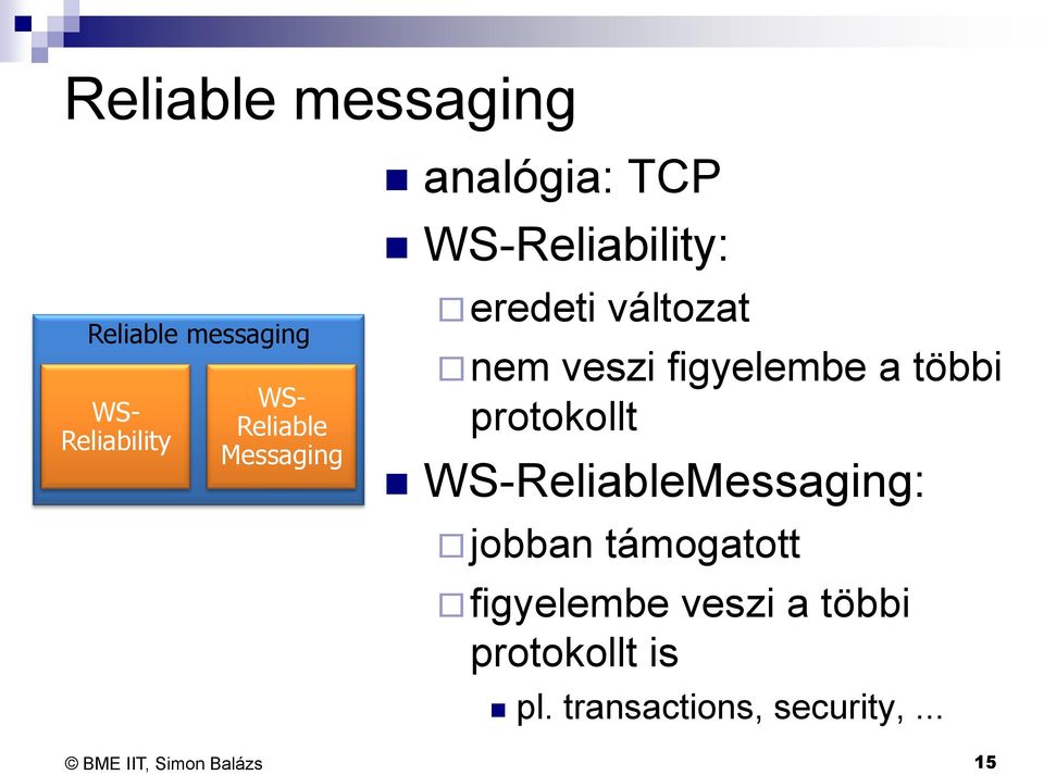 figyelembe a többi protokollt WS-ReliableMessaging: jobban