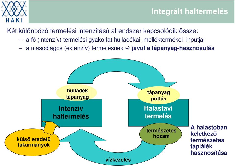 tápanyag-hasznosulás hulladék tápanyag Intenzív Intenzív haltermelés tápanyag pótlás Halastavi termelés