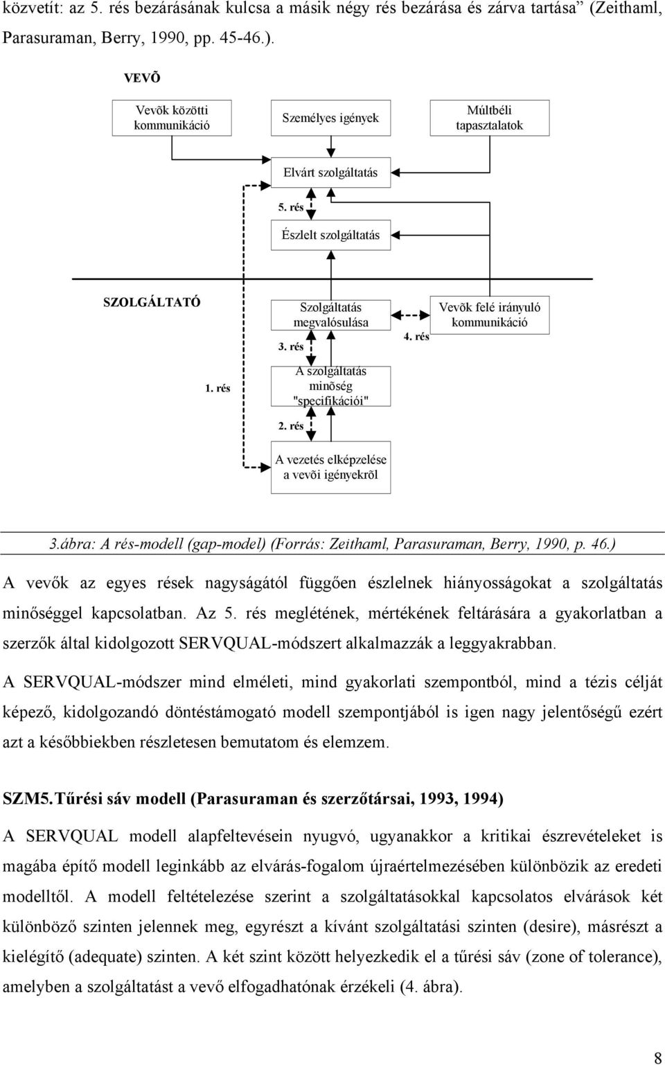 rés Vevõk felé irányuló kommunikáció 1. rés A szolgáltatás minõség "specifikációi" 2. rés A vezetés elképzelése a vevõi igényekrõl 3.