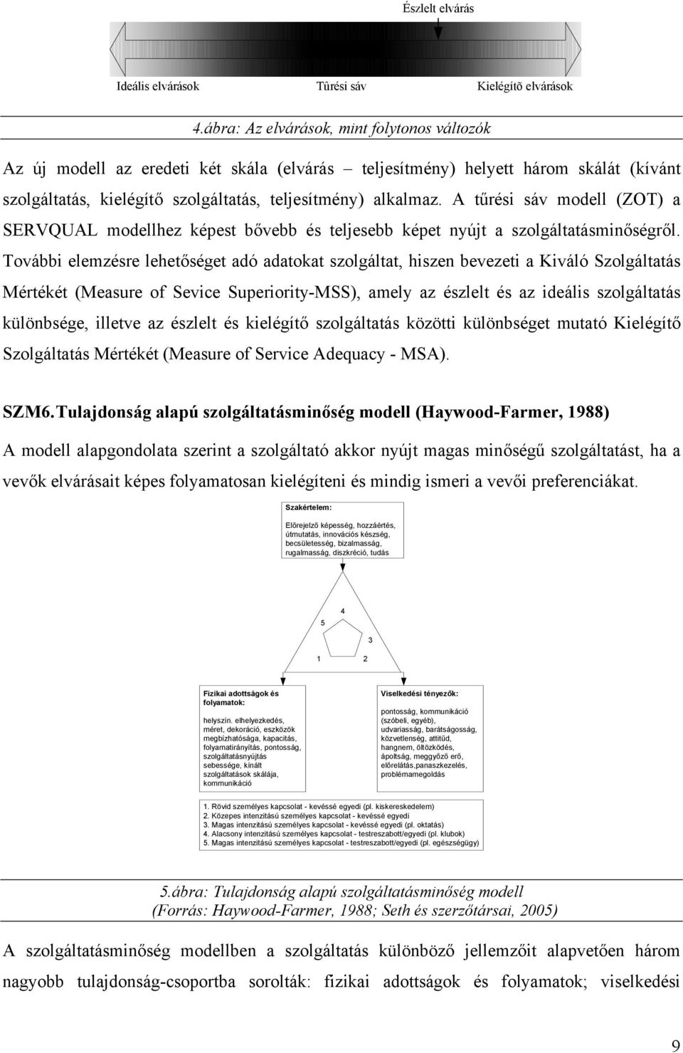 A tűrési sáv modell (ZOT) a SERVQUAL modellhez képest bővebb és teljesebb képet nyújt a szolgáltatásminőségről.