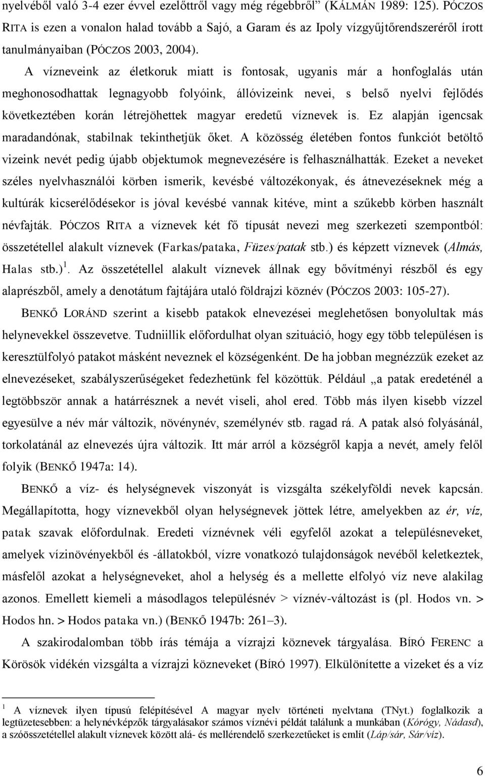 A vízneveink az életkoruk miatt is fontosak, ugyanis már a honfoglalás után meghonosodhattak legnagyobb folyóink, állóvizeink nevei, s belső nyelvi fejlődés következtében korán létrejöhettek magyar