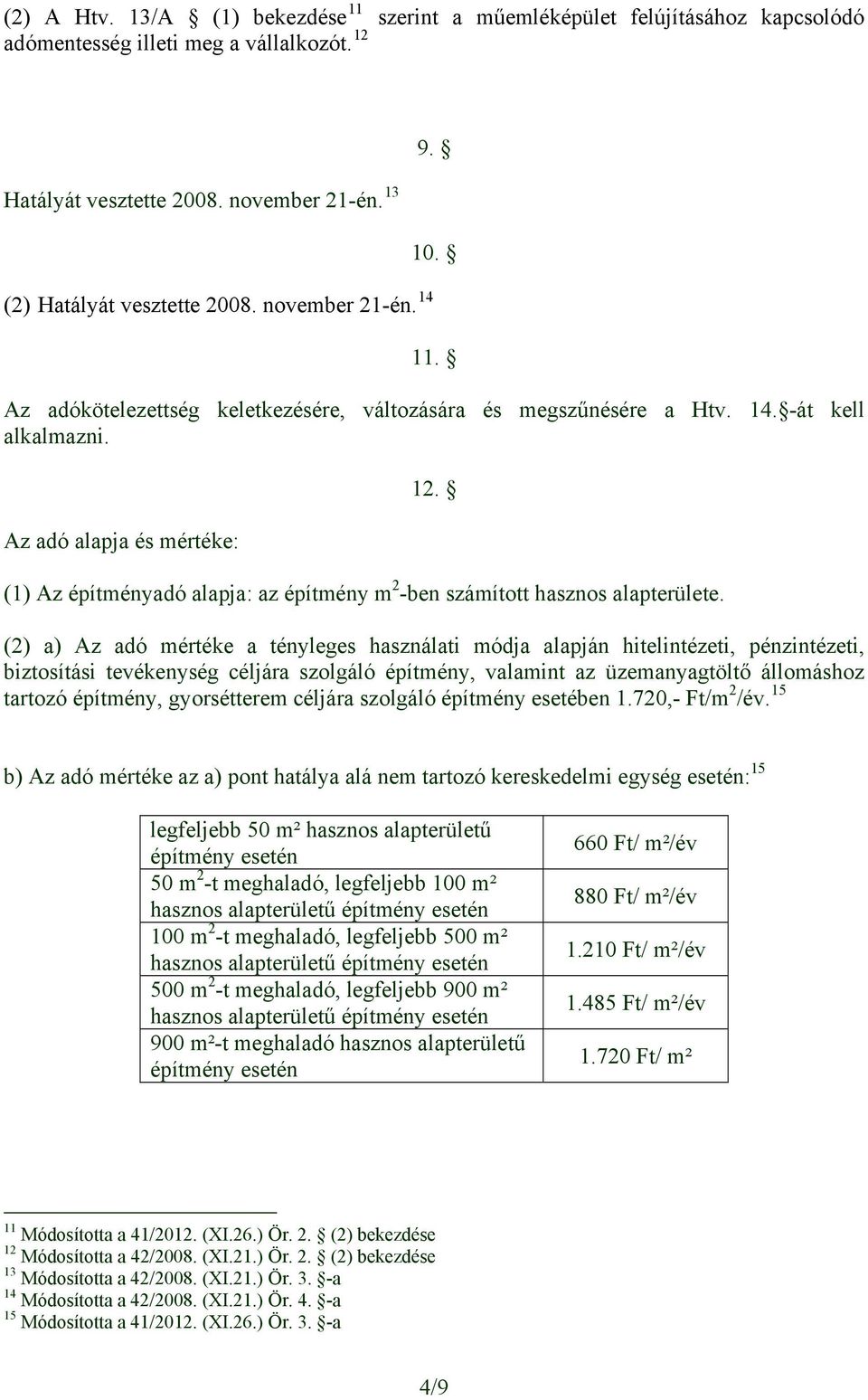 (1) Az építményadó alapja: az építmény m 2 -ben számított hasznos alapterülete.