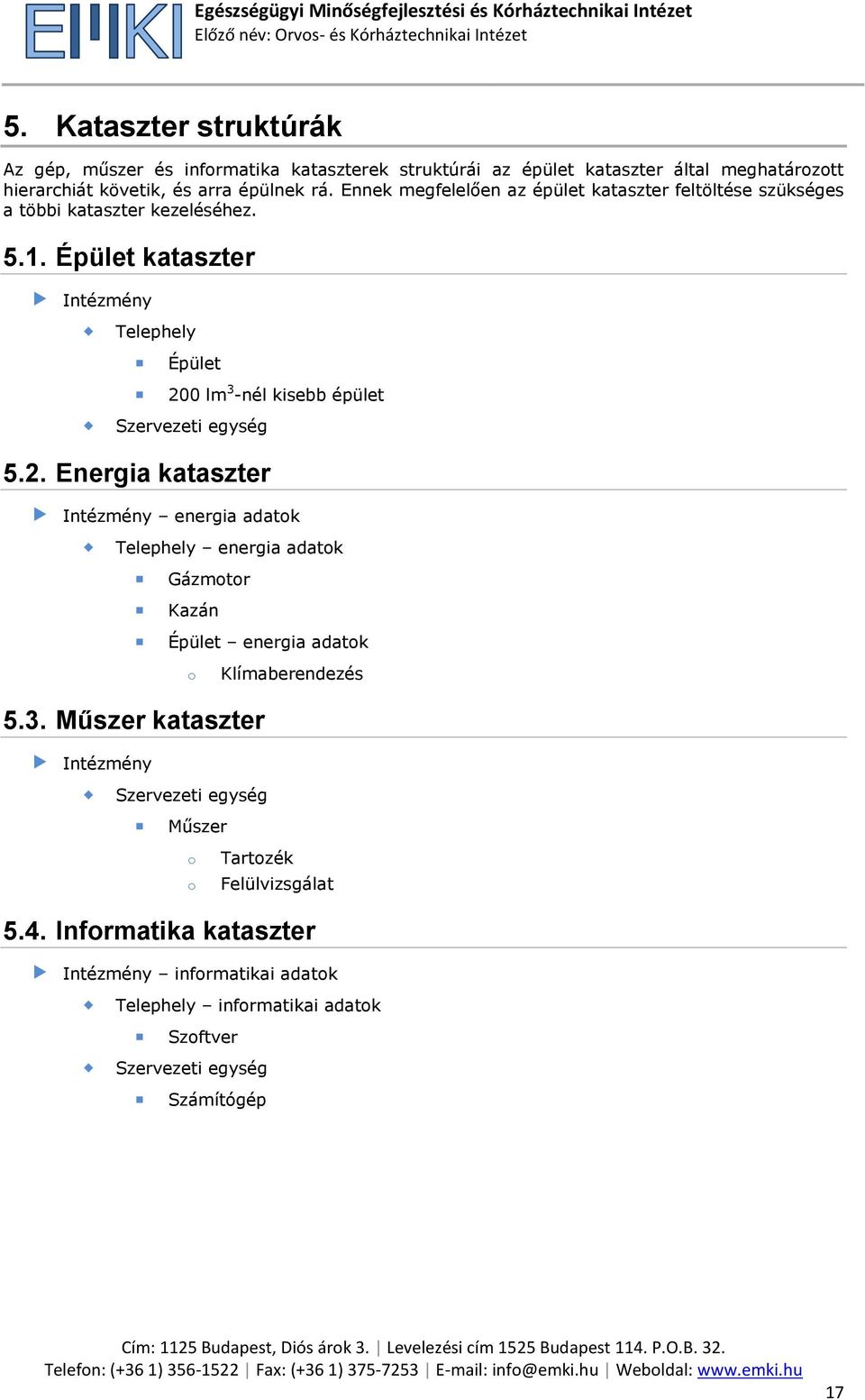 Épület kataszter Intézmény Telephely Épület 20