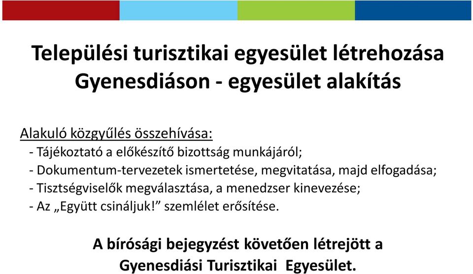 megvitatása, majd elfogadása; - Tisztségviselők megválasztása, a menedzser kinevezése; - Az Együtt