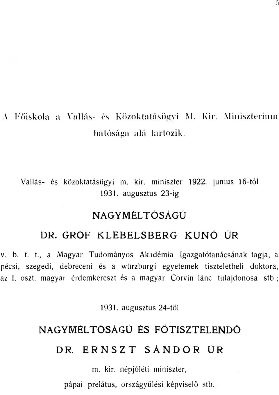 t., a Magyar Tudományos Akadémia Igazgatótanácsának tagja, a pécsi, szegedi, debreceni és a würzburgi egyetemek tiszteletbeli doktora, az I. oszt.