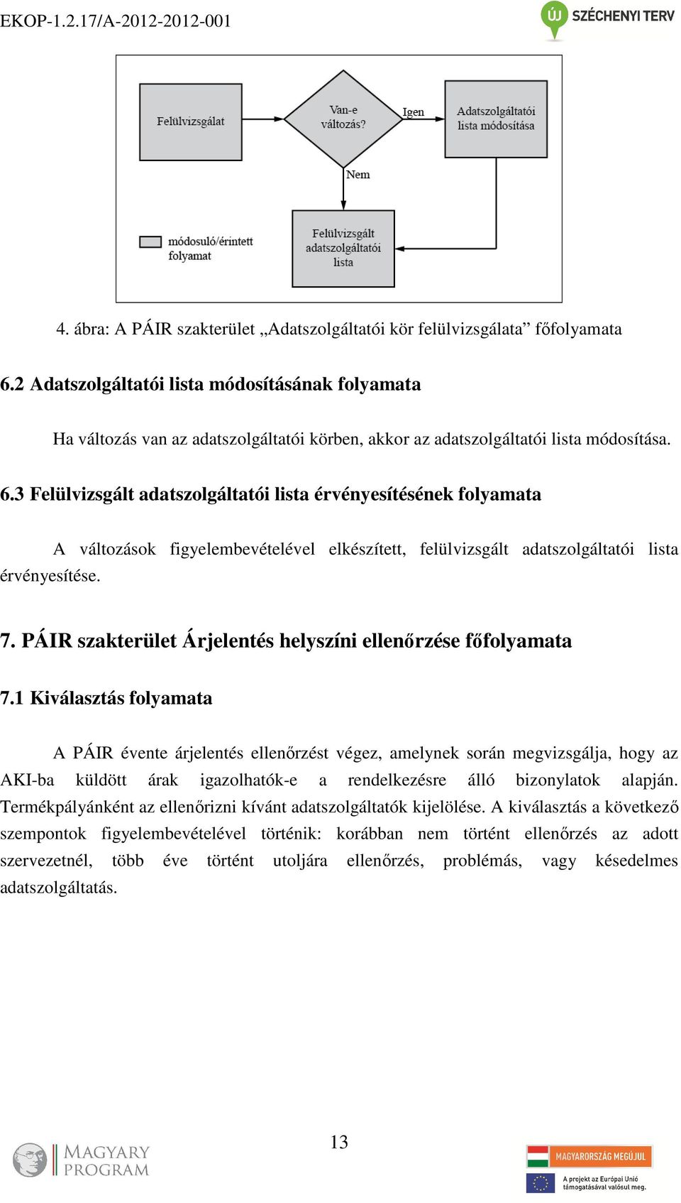 3 Felülvizsgált adatszolgáltatói lista érvényesítésének folyamata érvényesítése. A változások figyelembevételével elkészített, felülvizsgált adatszolgáltatói lista 7.