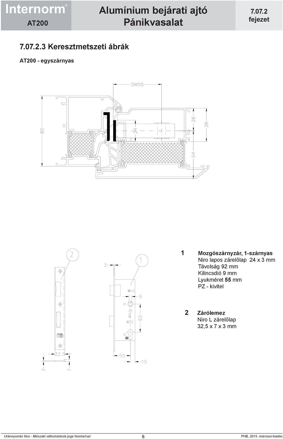 3 mm Távolság 9 mm Kilincsdió 9 mm Lyukméret 55 mm