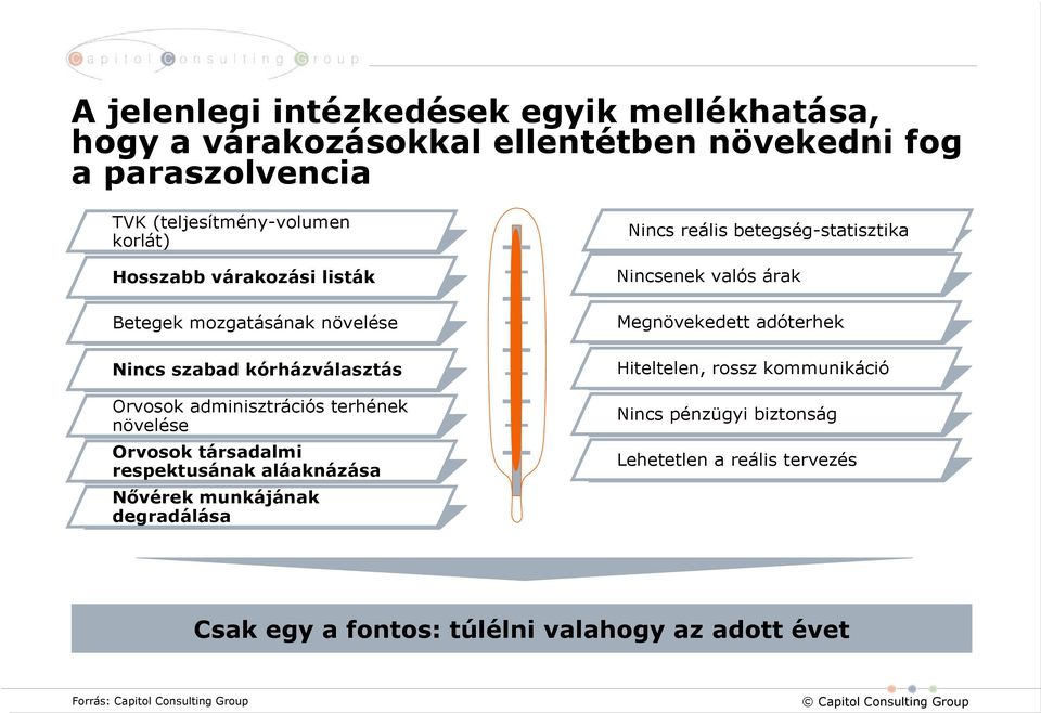 respektusának aláaknázása Nővérek munkájának degradálása Nincs reális betegség-statisztika Nincsenek valós árak Megnövekedett adóterhek Hiteltelen,