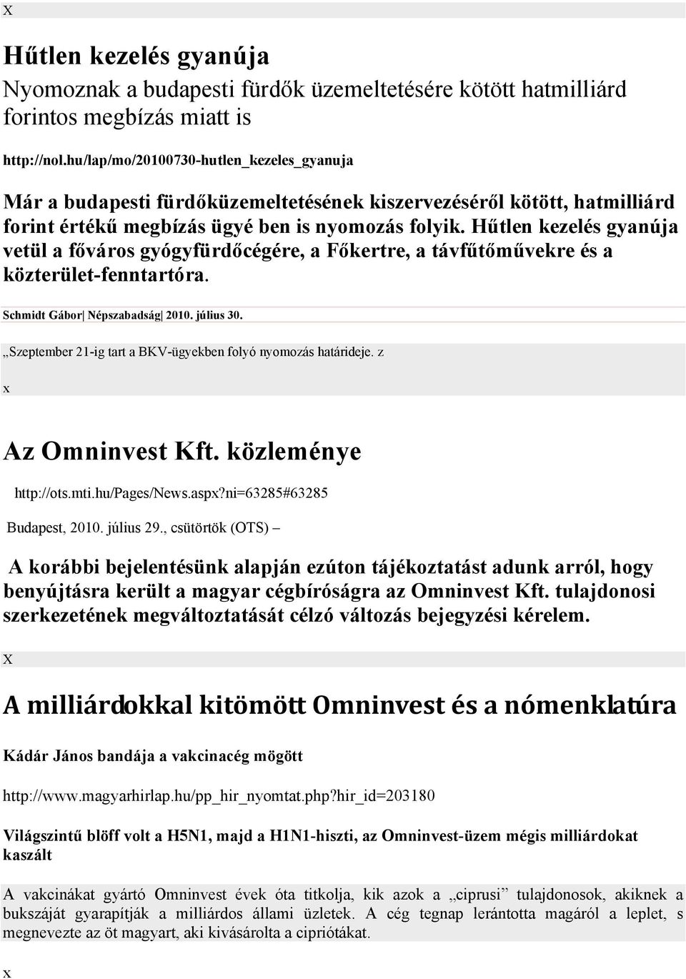 Hűtlen kezelés gyanúja vetül a főváros gyógyfürdőcégére, a Főkertre, a távfűtőművekre és a közterület-fenntartóra. Schmidt Gábor Népszabadság 2010. július 30.