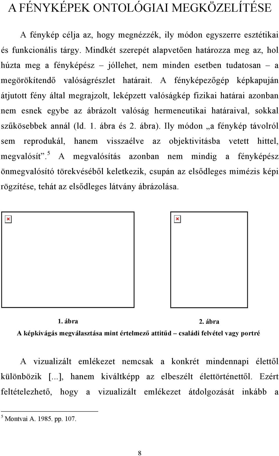 A fényképezőgép képkapuján átjutott fény által megrajzolt, leképzett valóságkép fizikai határai azonban nem esnek egybe az ábrázolt valóság hermeneutikai határaival, sokkal szűkösebbek annál (ld. 1.