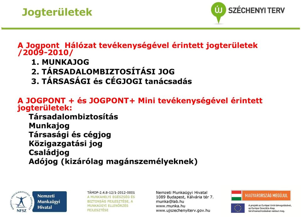 TÁRSASÁGI és CÉGJOGI tanácsadás A JOGPONT + és JOGPONT+ Mini tevékenységével