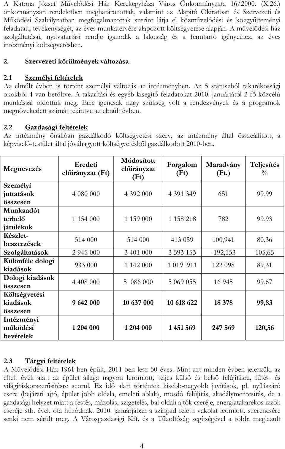 tevékenységét, az éves munkatervére alapozott költségvetése alapján.