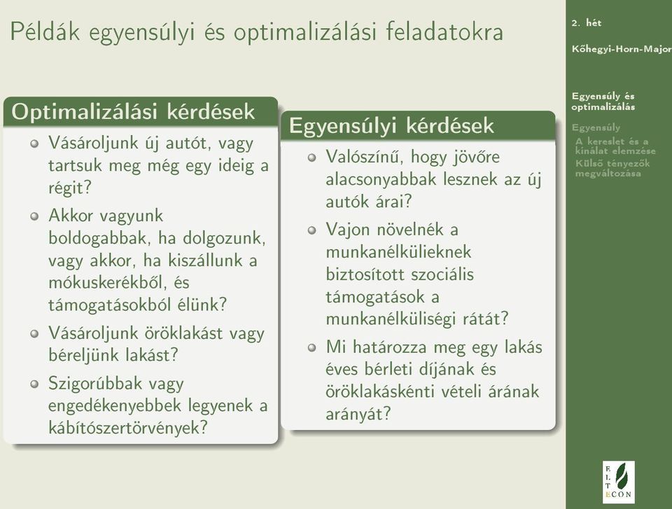 Vásároljunk öröklakást vagy béreljünk lakást? Szigorúbbak vagy engedékenyebbek legyenek a kábítószertörvények?