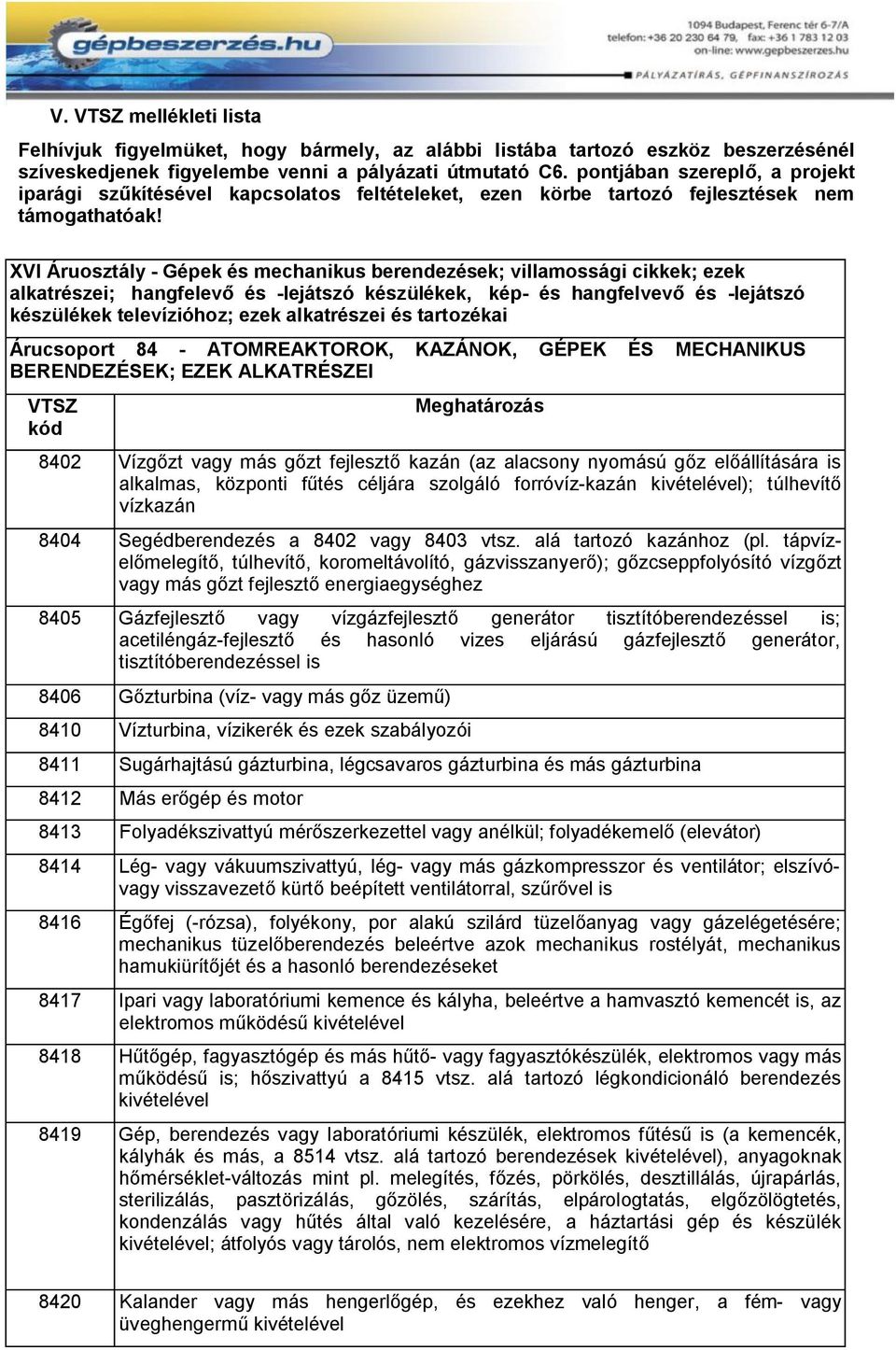 XVI Áruosztály - Gépek és mechanikus berendezések; villamossági cikkek; ezek alkatrészei; hangfelevő és -lejátszó készülékek, kép- és hangfelvevő és -lejátszó készülékek televízióhoz; ezek