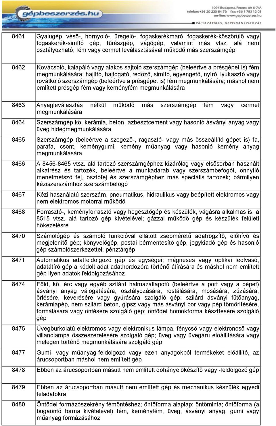 hajtogató, redőző, simító, egyengető, nyíró, lyukasztó vagy rovátkoló szerszámgép (beleértve a présgépet is) fém megmunkálására; máshol nem említett présgép fém vagy keményfém megmunkálására 8463