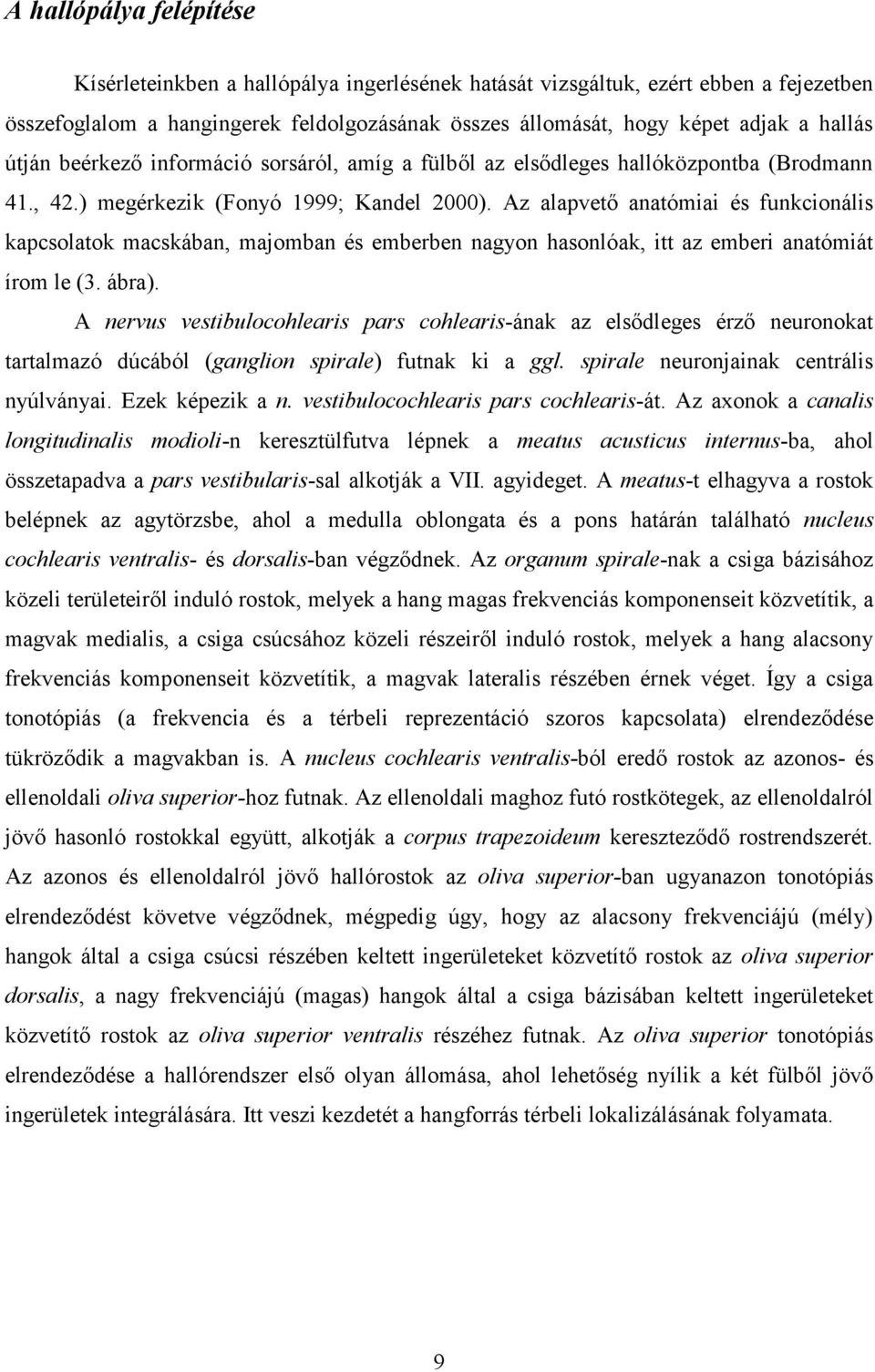 Az alapvető anatómiai és funkcionális kapcsolatok macskában, majomban és emberben nagyon hasonlóak, itt az emberi anatómiát írom le (3. ábra).