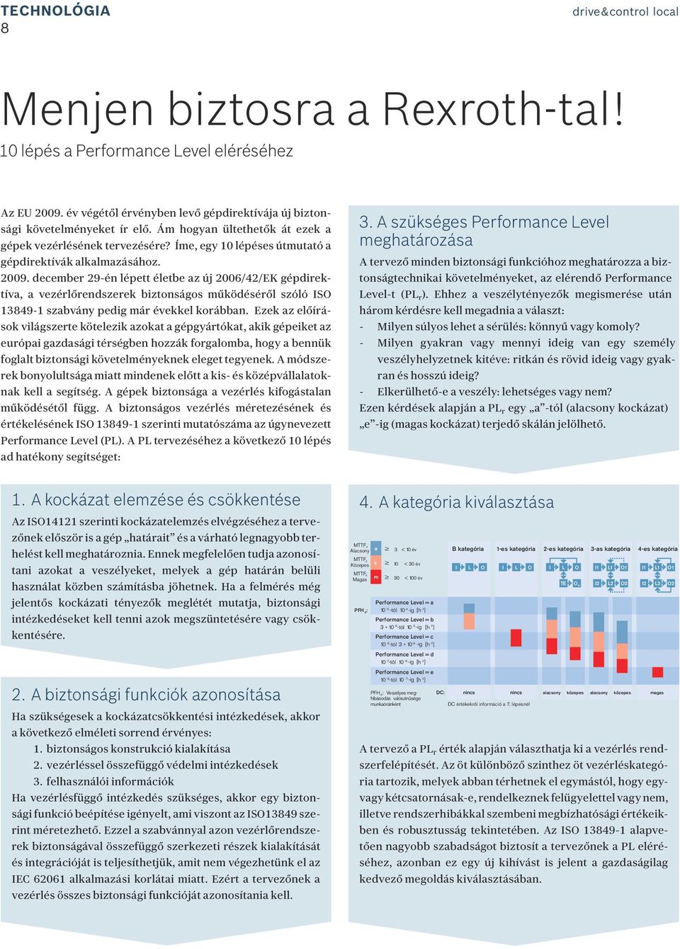 december 29-én lépett életbe az új 2006/42/EK gépdirektíva, a vezérlőrendszerek biztonságos működéséről szóló ISO 13849-1 szabvány pedig már évekkel korábban.