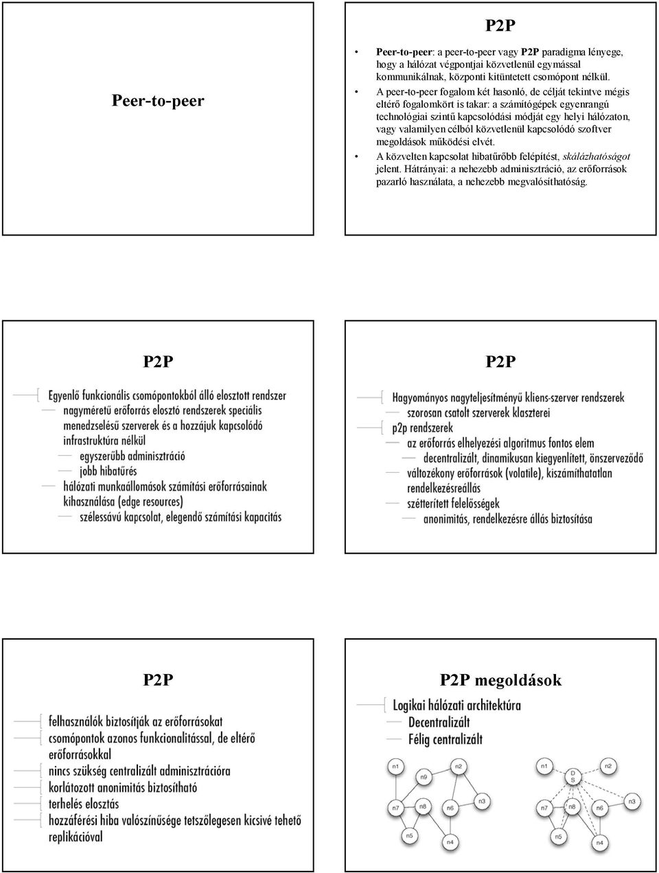 A peer-to-peer fogalom két hasonló, de célját tekintve mégis eltérő fogalomkört is takar: a számítógépek egyenrangú technológiai szintű kapcsolódási módját